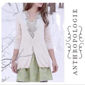 Anthropologie Knitted + Knotted Lace Tulle Pale Noon Button Cardigan Sweater M